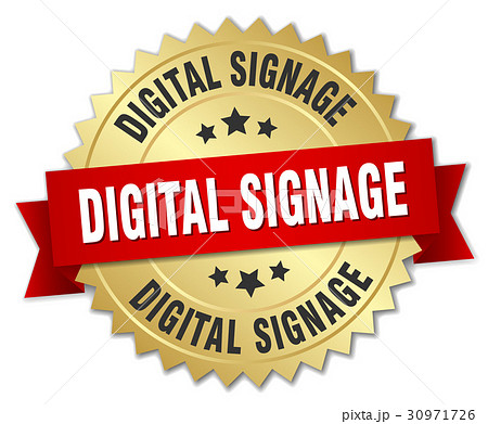 digital signage round isolated gold badge digital signage round isolated gold badge 30971726