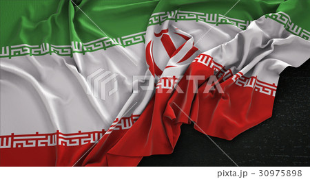 Iran Flag Wrinkled On Dark Background 3D Render 30975898