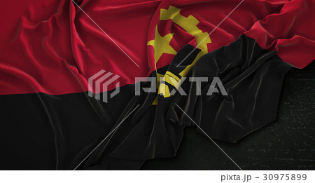 Angola Flag Wrinkled On Dark Background 3D Render 30975899