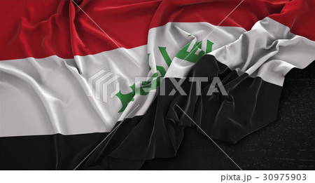 Iraq Flag Wrinkled On Dark Background 3D Render 30975903
