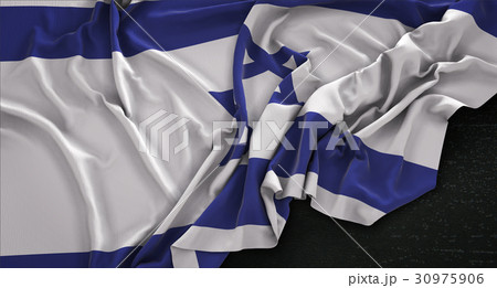 Israel Flag Wrinkled On Dark Background 3D Render 30975906