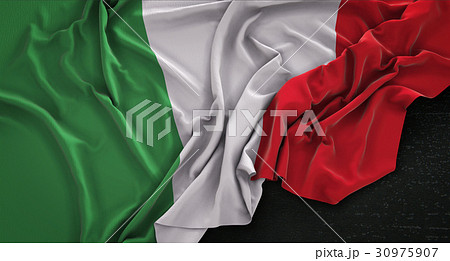 Italy Flag Wrinkled On Dark Background 3D Render 30975907