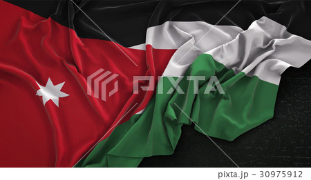 Jordan Flag Wrinkled On Dark Background 3D Render 30975912