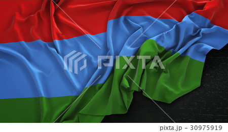 Karelia Flag Wrinkled On Dark Background 3D Render 30975919