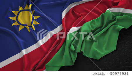 Namibia Flag Wrinkled On Dark Background 3D Render 30975981