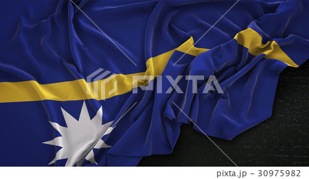 Nauru Flag Wrinkled On Dark Background 3D Render Nauru Flag Wrinkled On Dark Background 3D Render 30975982