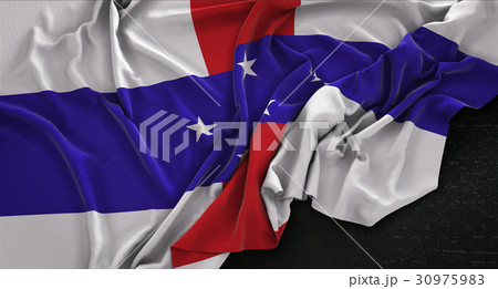 Netherlands Antilles Flag Wrinkled On Dark 30975983
