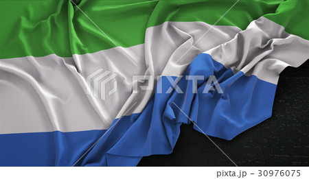 Sierra Leone Flag Wrinkled On Dark Background 30976075