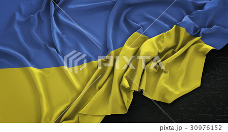 Ukraine Flag Wrinkled On Dark Background 3D Render Ukraine Flag Wrinkled On Dark Background 3D Render 30976152