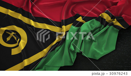 Vanuatu Flag Wrinkled On Dark Background 3D Render Vanuatu Flag Wrinkled On Dark Background 3D Render 30976243
