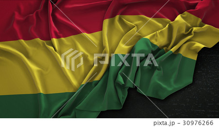 Bolivia Flag Wrinkled On Dark Background 3D Render 30976266