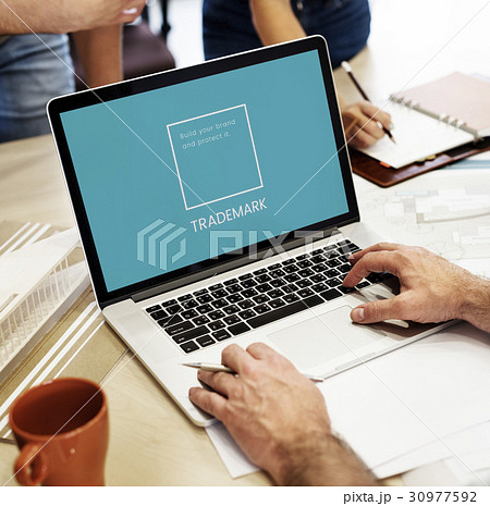 Illustration of identity branding business trademark on laptop 30977592