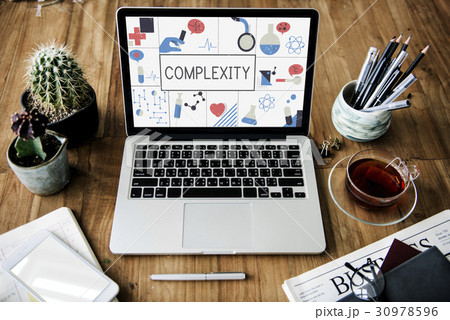 Network connection graphic overlay on laptop Network connection graphic overlay on laptop 30978596