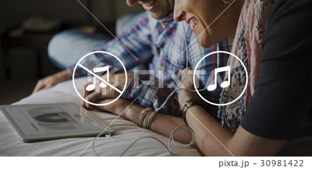 Music Note Mute Choose Button Icon Stamp 30981422