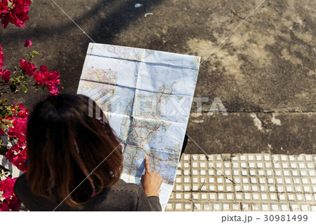 Woman Travel Trip Wanderlust Map Sitting Woman Travel Trip Wanderlust Map Sitting 30981499