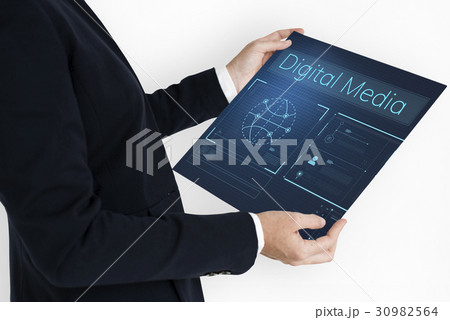 Hands working on banner network graphic overlay Hands working on banner network graphic overlay 30982564