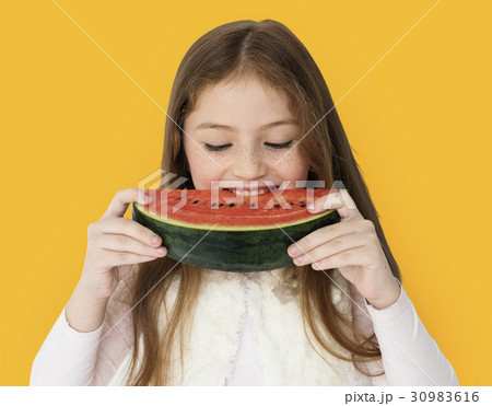 Girl Eating Watermelon Studio Concept 30983616