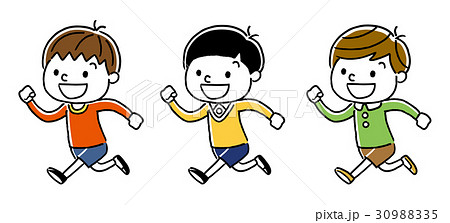 走る男の子たち セットのイラスト素材 30988335 Pixta