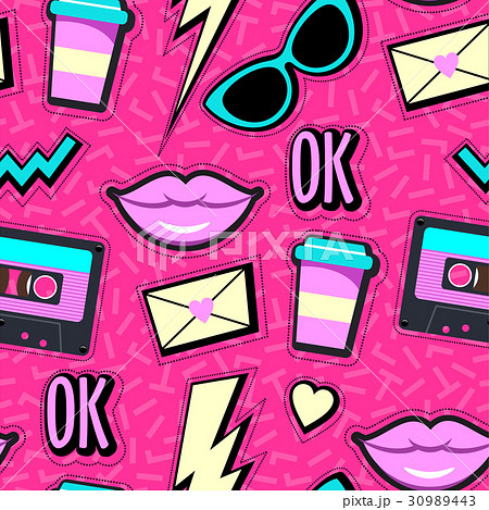 Vector neon pop background 80s, 90s 30989443