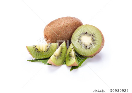 Kiwi fruit isolated on white background, macro 30989925