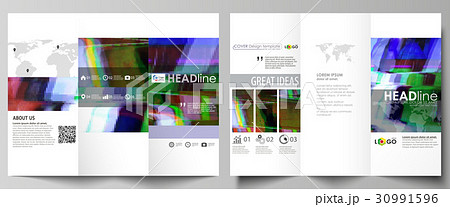 tri fold brochure business templates on both sidesのイラスト素材