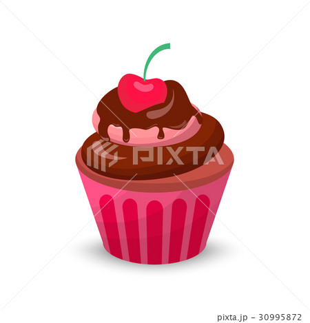 Sweet food chocolate creamy cupcake set isolated Sweet food chocolate creamy cupcake set isolated 30995872