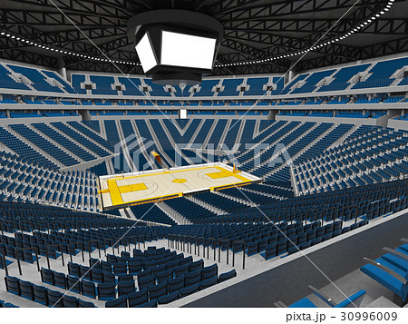 Beautiful modern basketball arena with blue seats 30996009