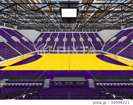 Beautiful modern handball arena with purple seats Beautiful modern handball arena with purple seats 30996221