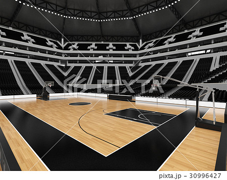 Beautiful modern basketball arena with black seats 30996427