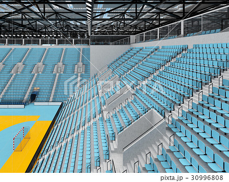 Modern handball arena with sky blue seats 30996808