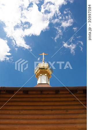 The dome of the Orthodox chapel against blue sky 30997084