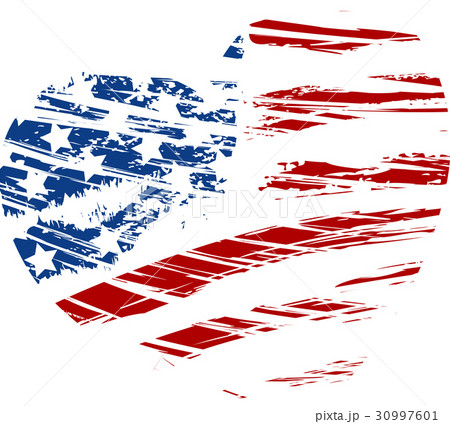 Grunge USA flag in heart shape Grunge USA flag in heart shape 30997601