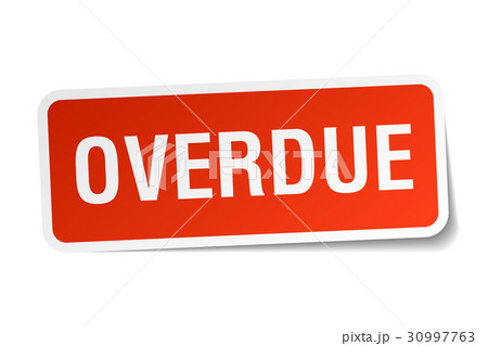 overdue square sticker on white 30997763