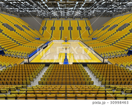 Modern basketball arena with bright yellow seats 30998463