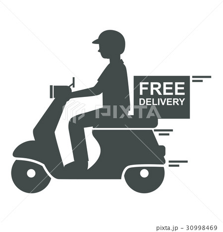 Delivery man riding scooter icon Delivery man riding scooter icon 30998469