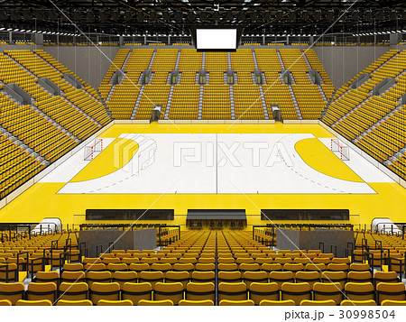 Modern handball arena with bright yellow seats 30998504