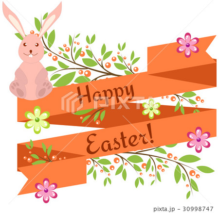 Easter background with bunny and ribbon Easter background with bunny and ribbon 30998747