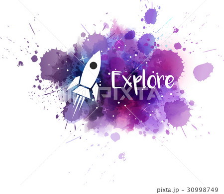 Galaxy background with rocket. Galaxy background with rocket. 30998749