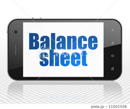 Currency concept: Smartphone with Balance Sheet on Currency concept: Smartphone with Balance Sheet on 31002508