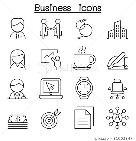 Business icon set in thin line style 31003347