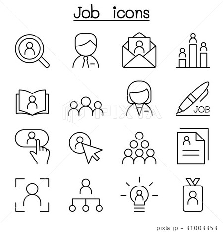 Job & Employment icon set in thin line style 31003353