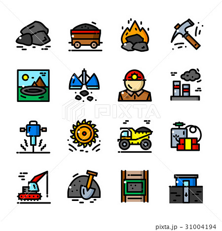 Coal Mining icons set vector illustration 31004194