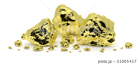 Golden nuggets isolated on white background 31005417
