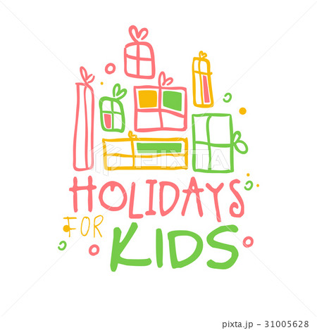 Holidays kids promo sign. Childrens party colorful Holidays kids promo sign. Childrens party colorful 31005628