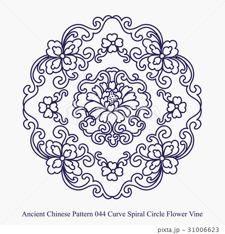 Chinese Pattern of Curve Spiral Circle Flower Vine 31006623
