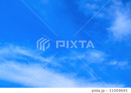 空　青空　雲　飛行機雲 31009695