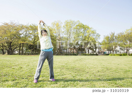 ストレッチをするシニア女性 31010319