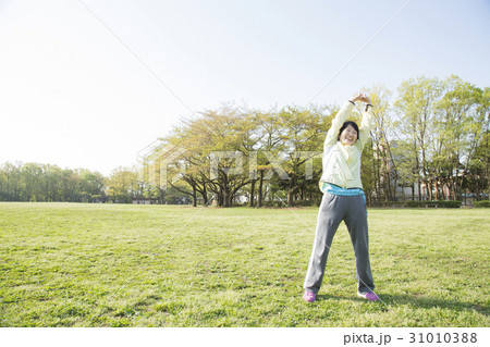 ストレッチをするシニア女性 31010388