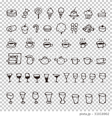 手描きのスイーツと飲み物スケッチアイコン 31018902
