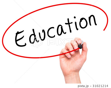 Man Hand writing Education with black marker on  31021214